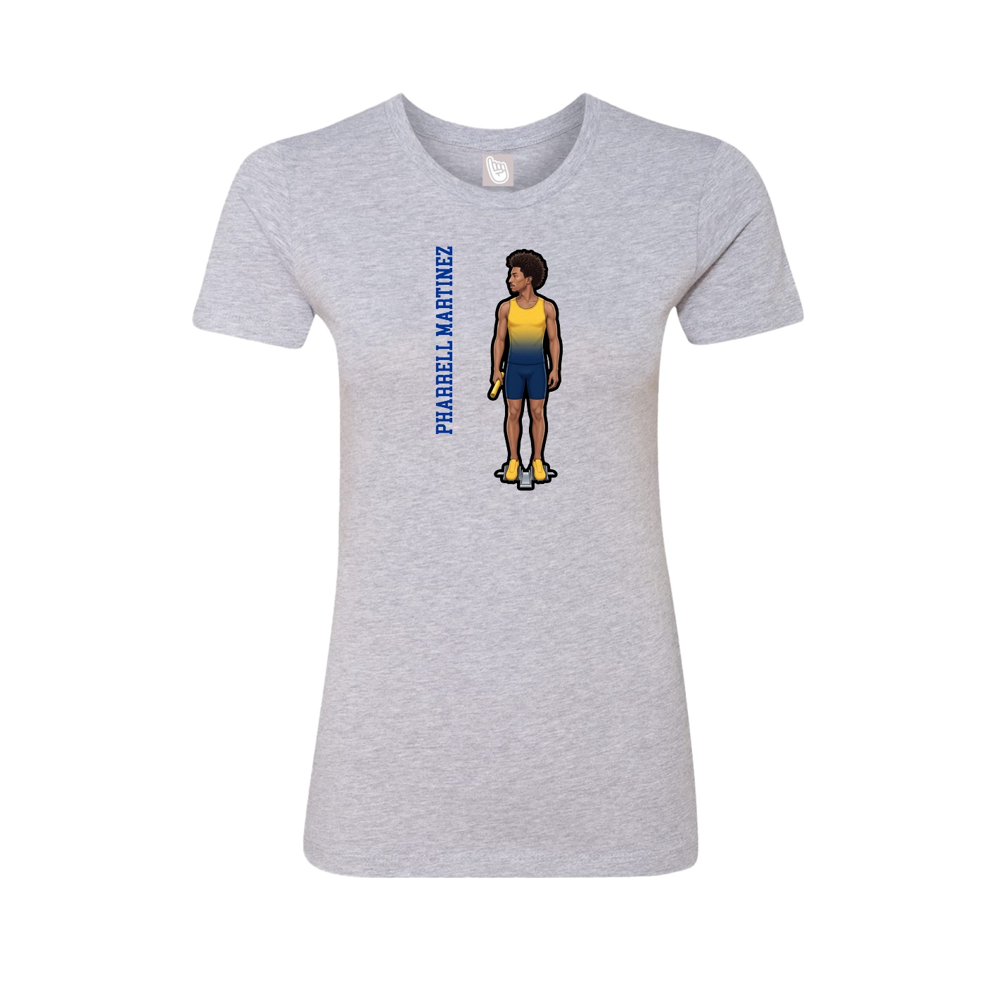Fitted Women's Tee — Name Vertical in Grey