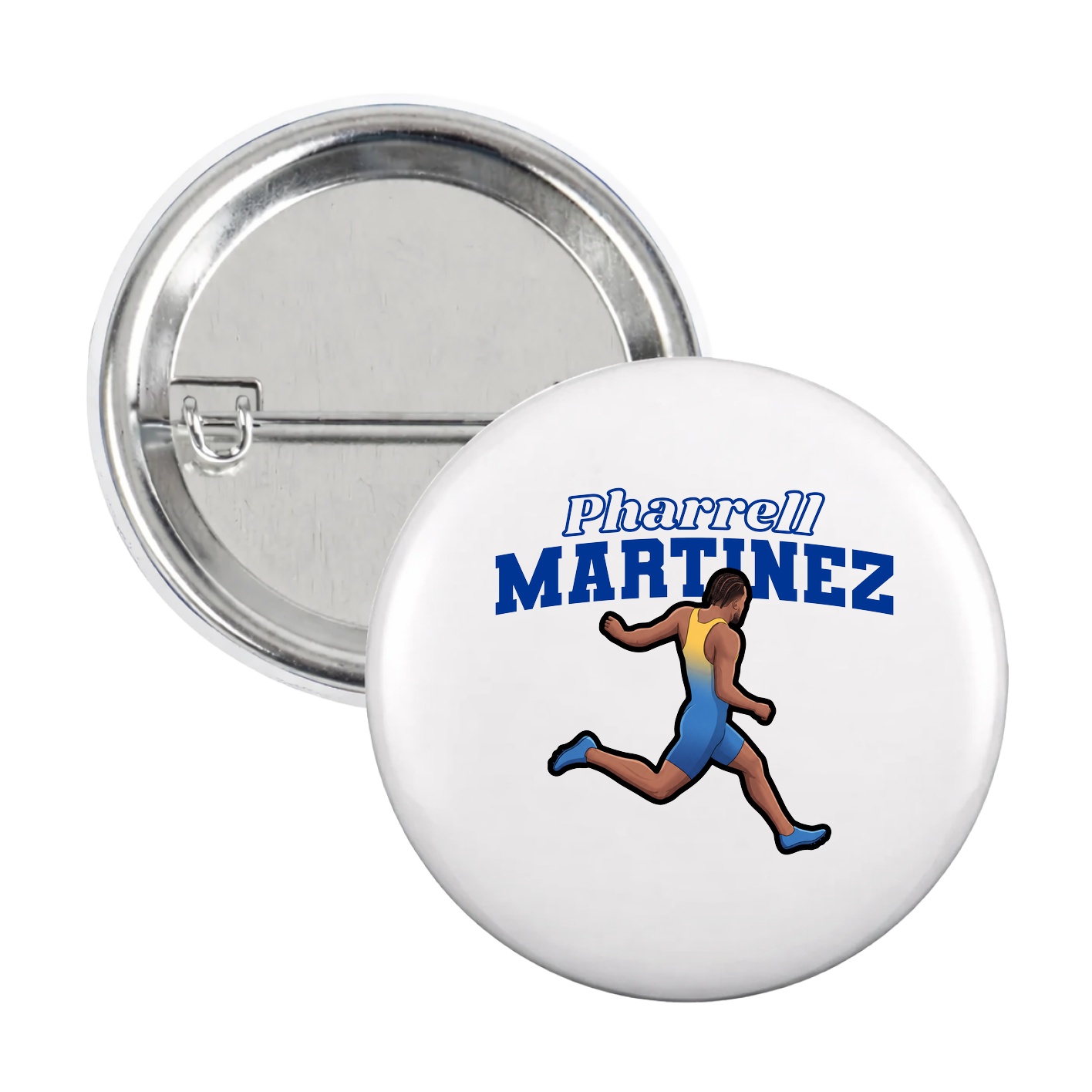 Game Day Button — Name Arch in White