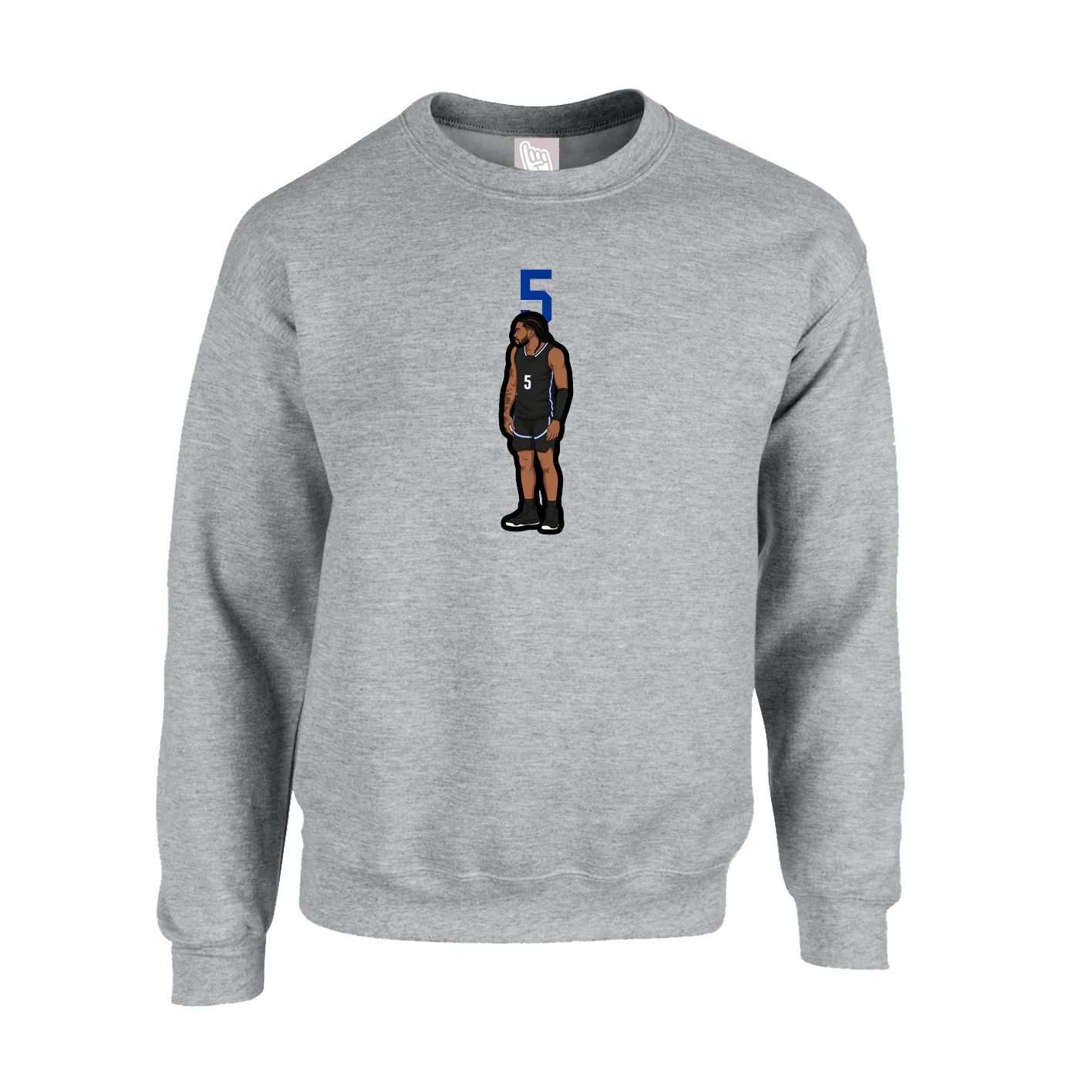 Fleece Crew — Number Top in Grey