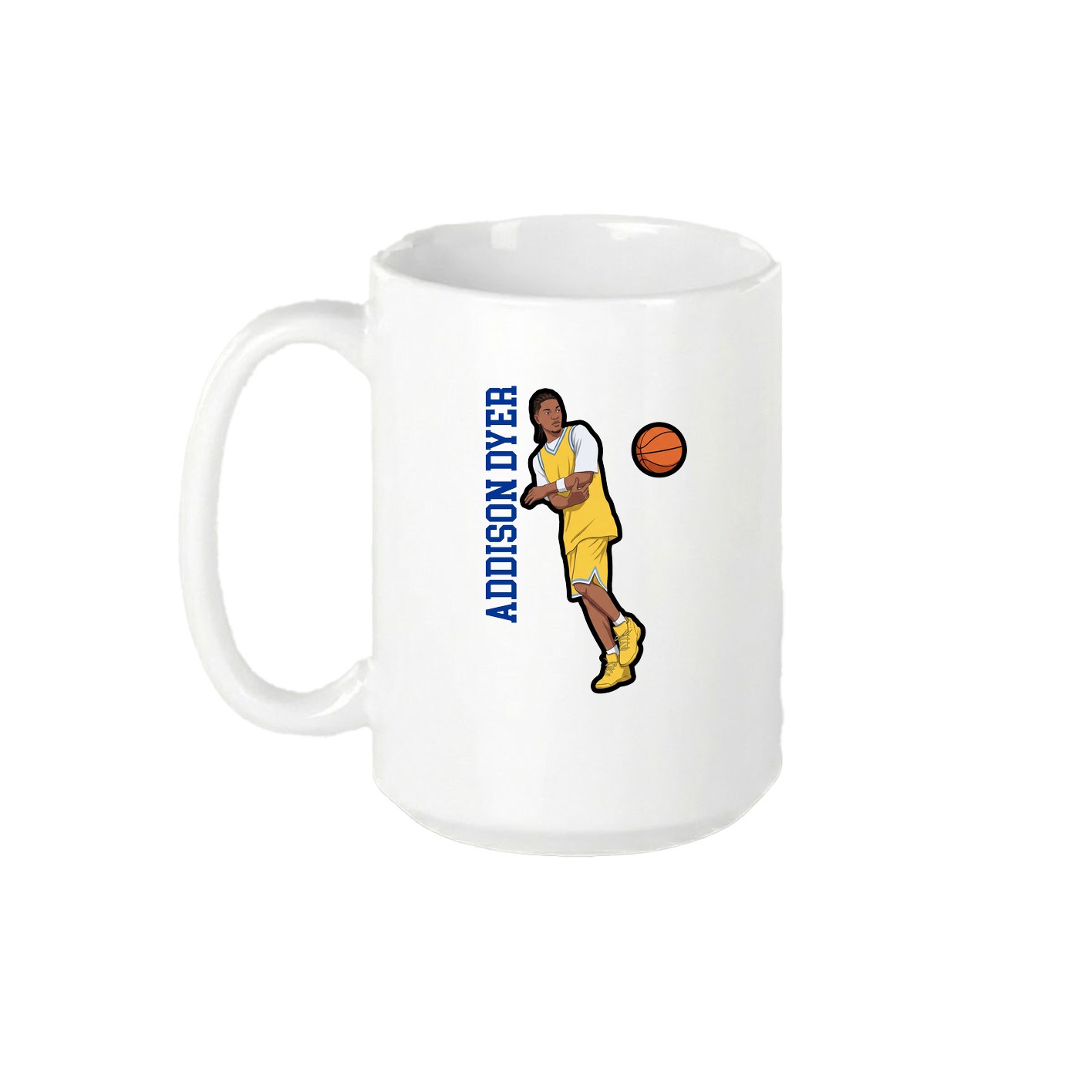 15oz Coffee Mug — Name Vertical in White
