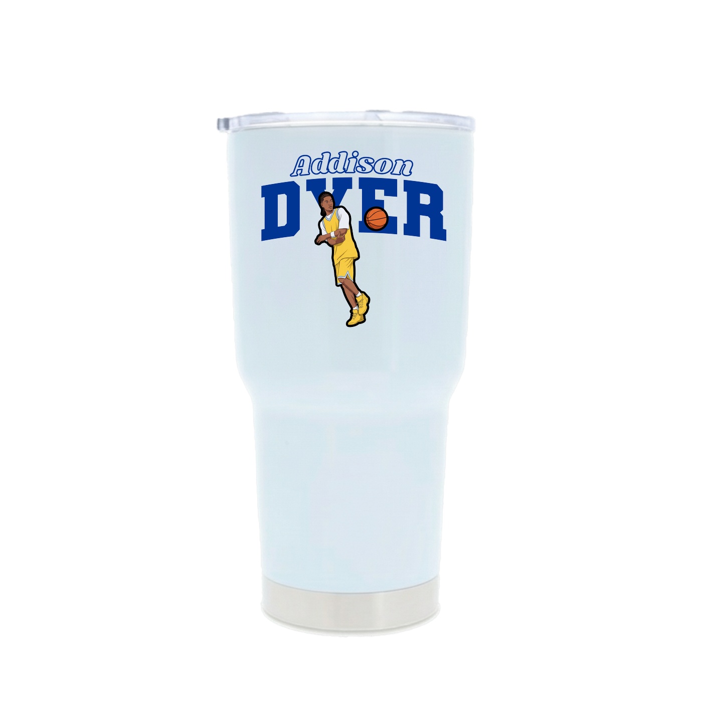 30oz Stainless Steel Tumbler — Name Arch in White