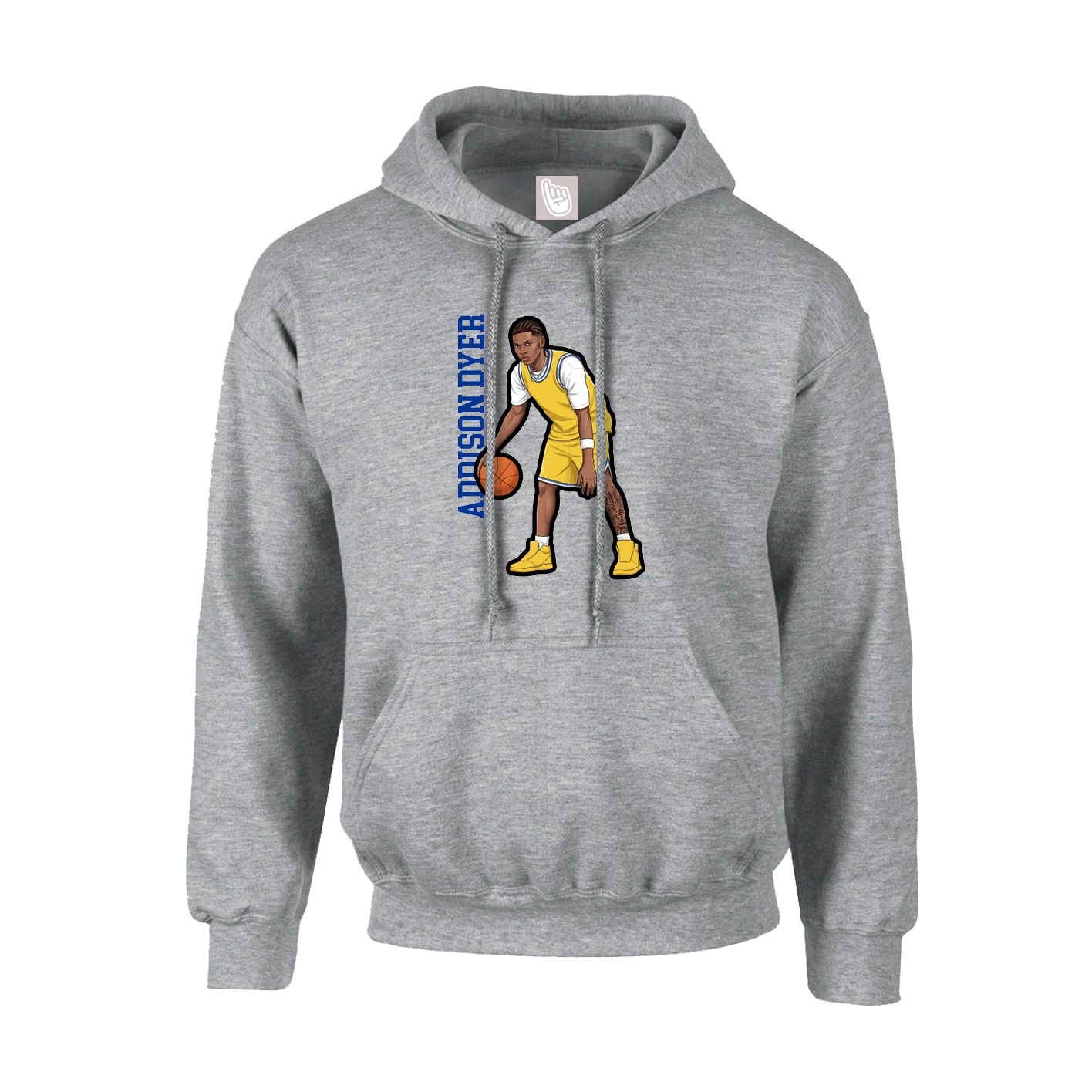 Hoodie — Name Vertical in Grey