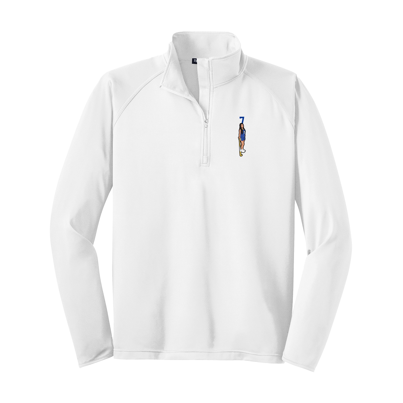 Q-Zip Pullover — Number Top in White