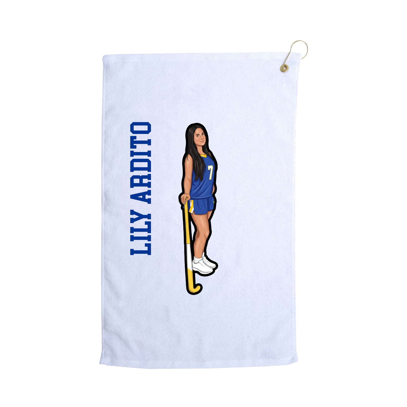 Golf Towel — Name Vertical in White