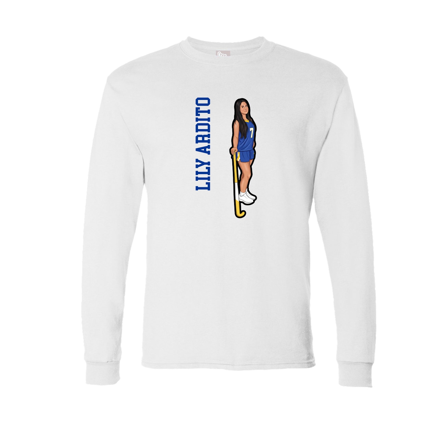 Long Sleeve Tee — Name Vertical in White