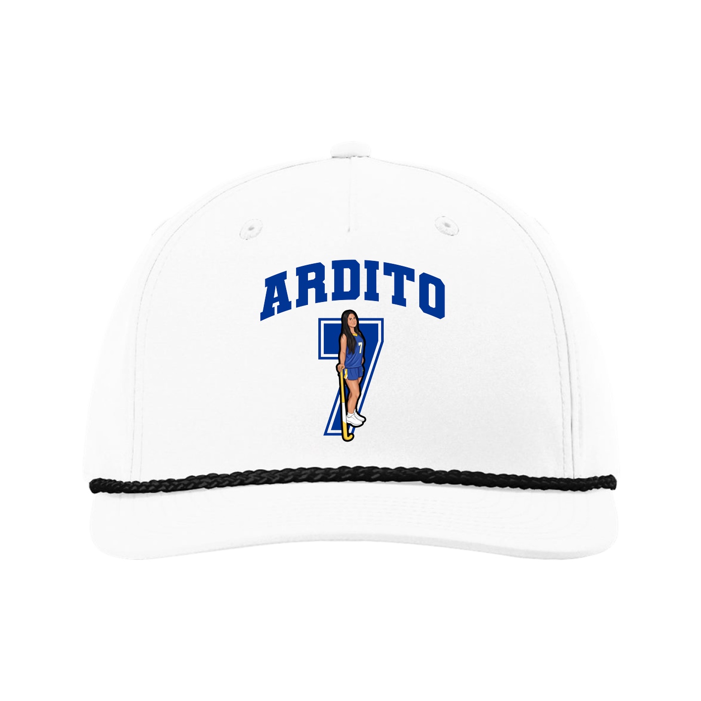 Five-Panel Classic Rope Cap — Number in White