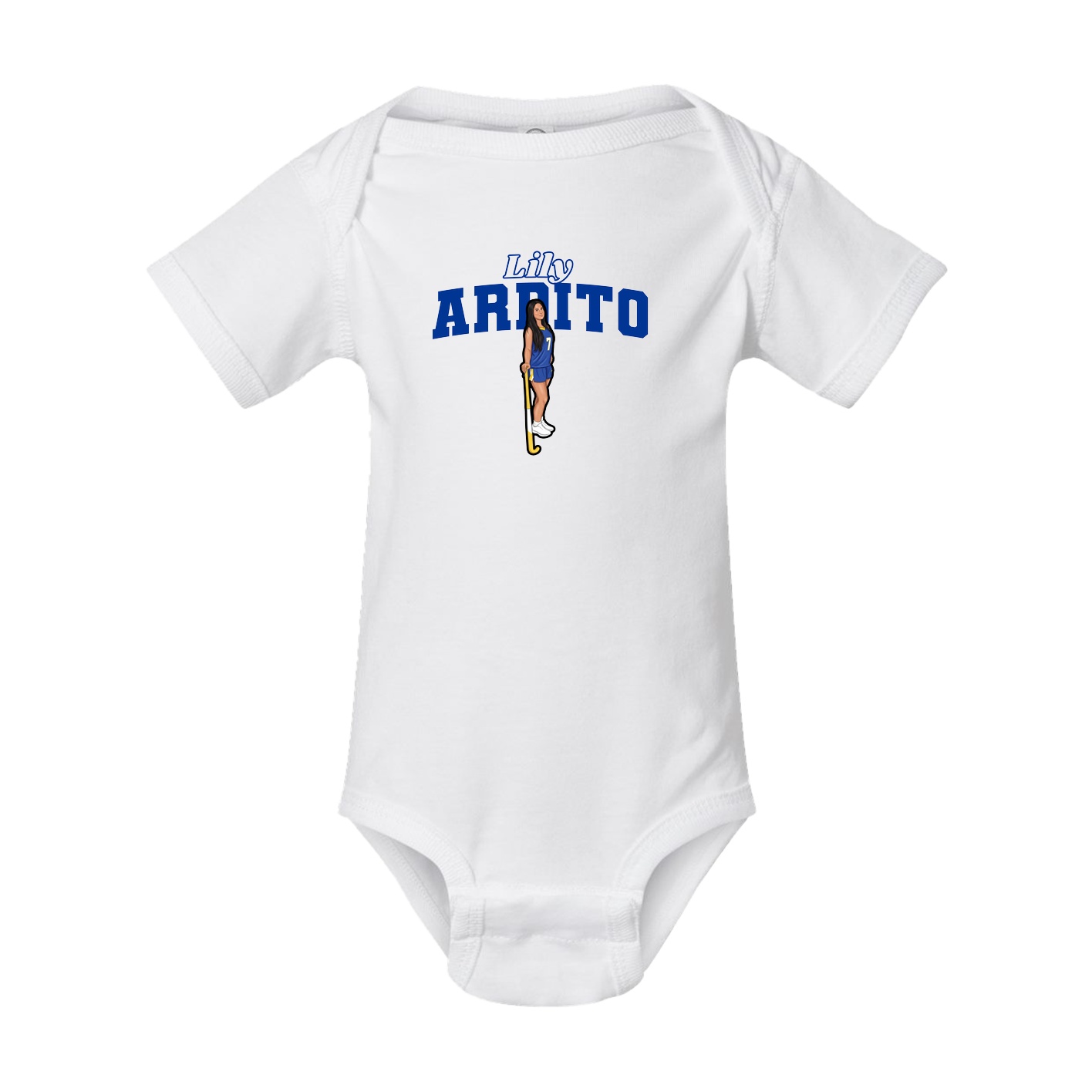 Baby Onesie — Name Arch in White