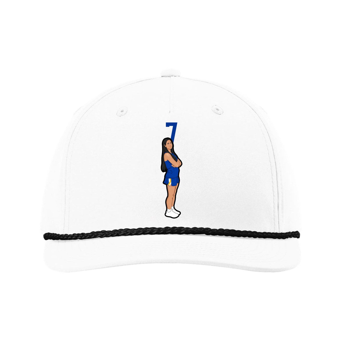 Five-Panel Classic Rope Cap — Number Top in White