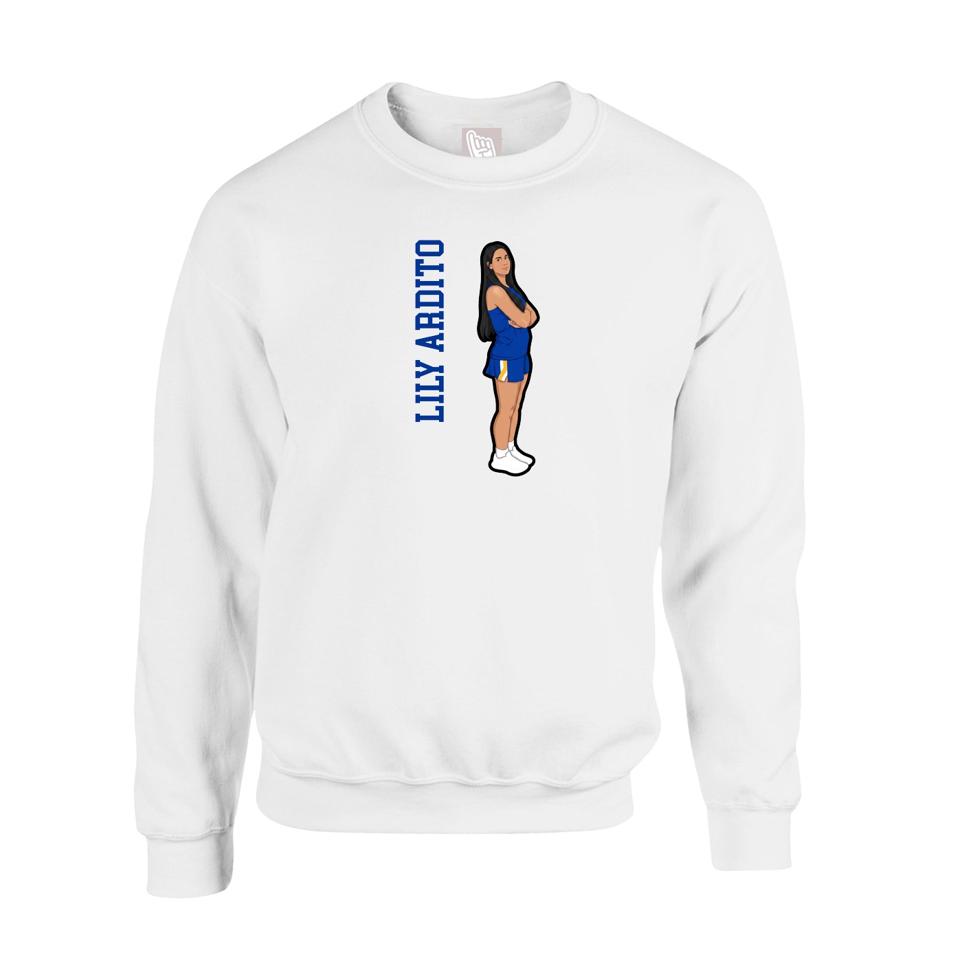 Fleece Crew — Name Vertical in White