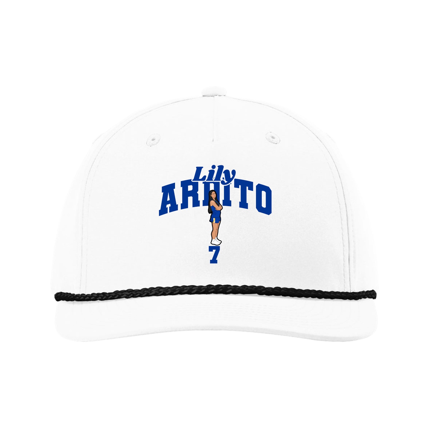 Five-Panel Classic Rope Cap — Signature Arch in White