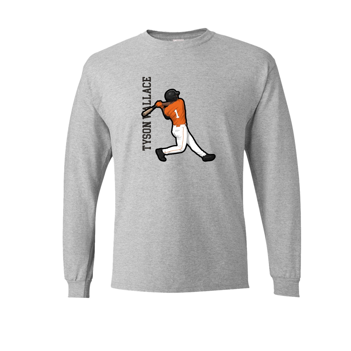 Long Sleeve Tee — Name Vertical in Grey