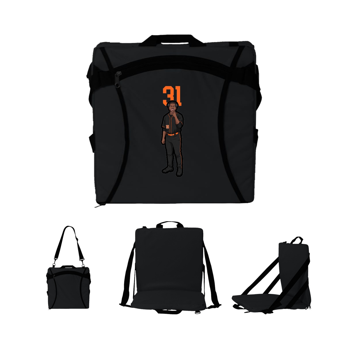 Folding Stadium Seat — Number Top in Black