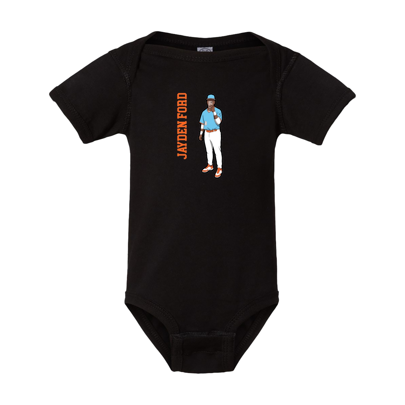 Baby Onesie — Name Vertical in Black