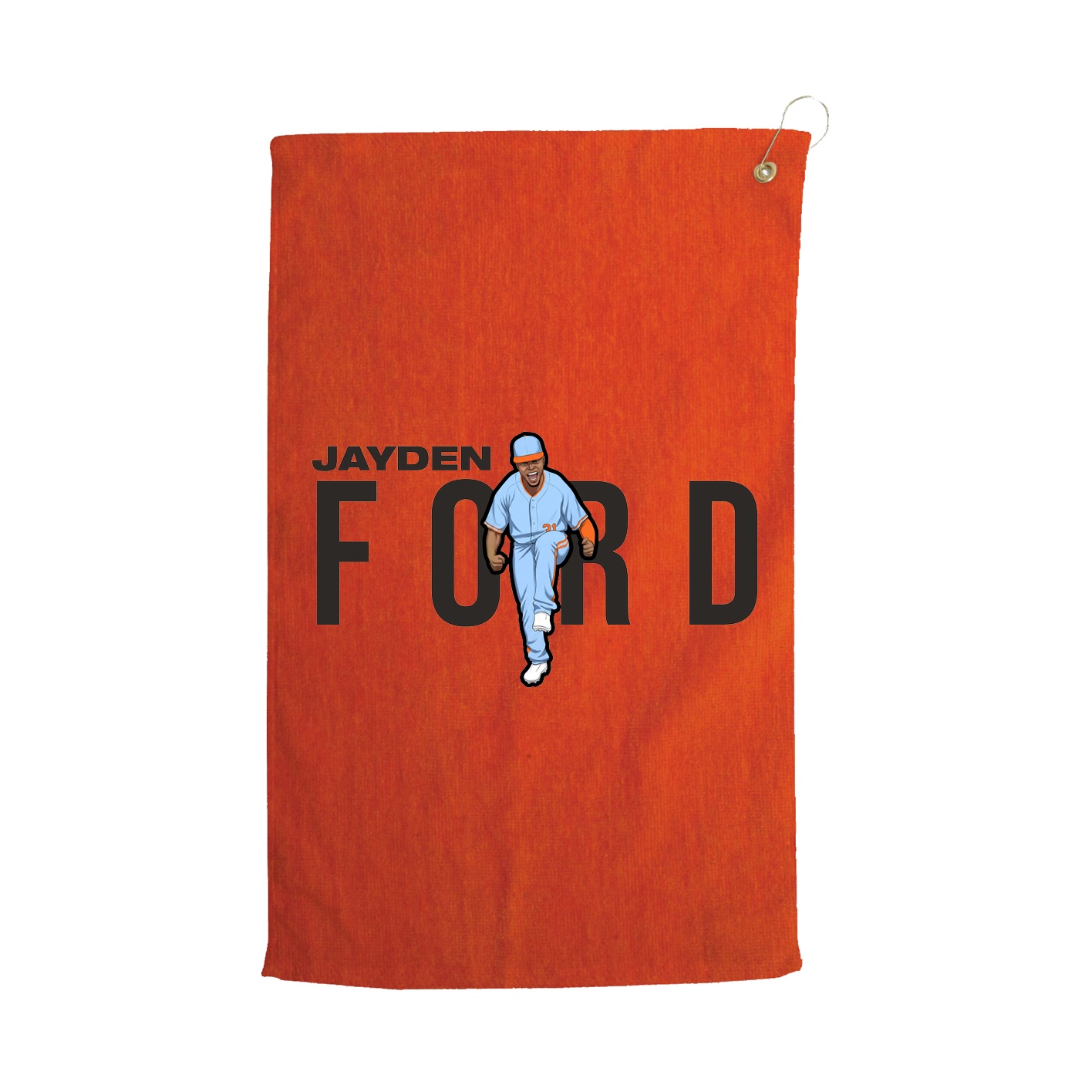 Golf Towel — Player Name in Orange