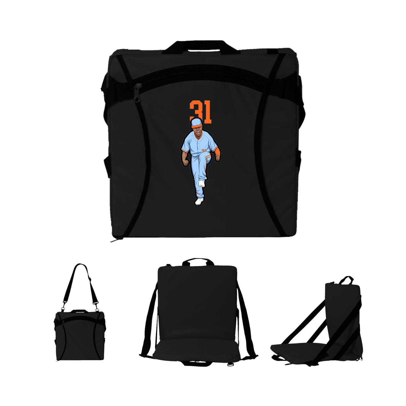 Folding Stadium Seat — Number Top in Black