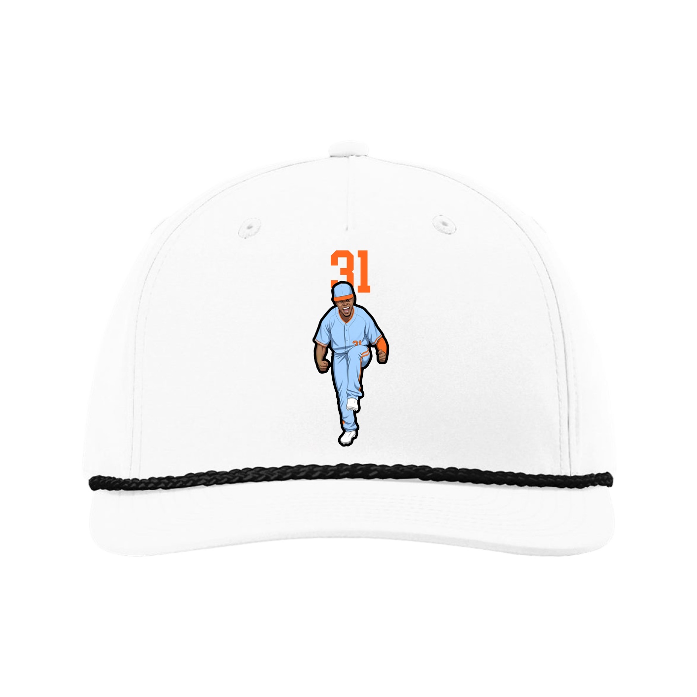 Five-Panel Classic Rope Cap — Number Top in White