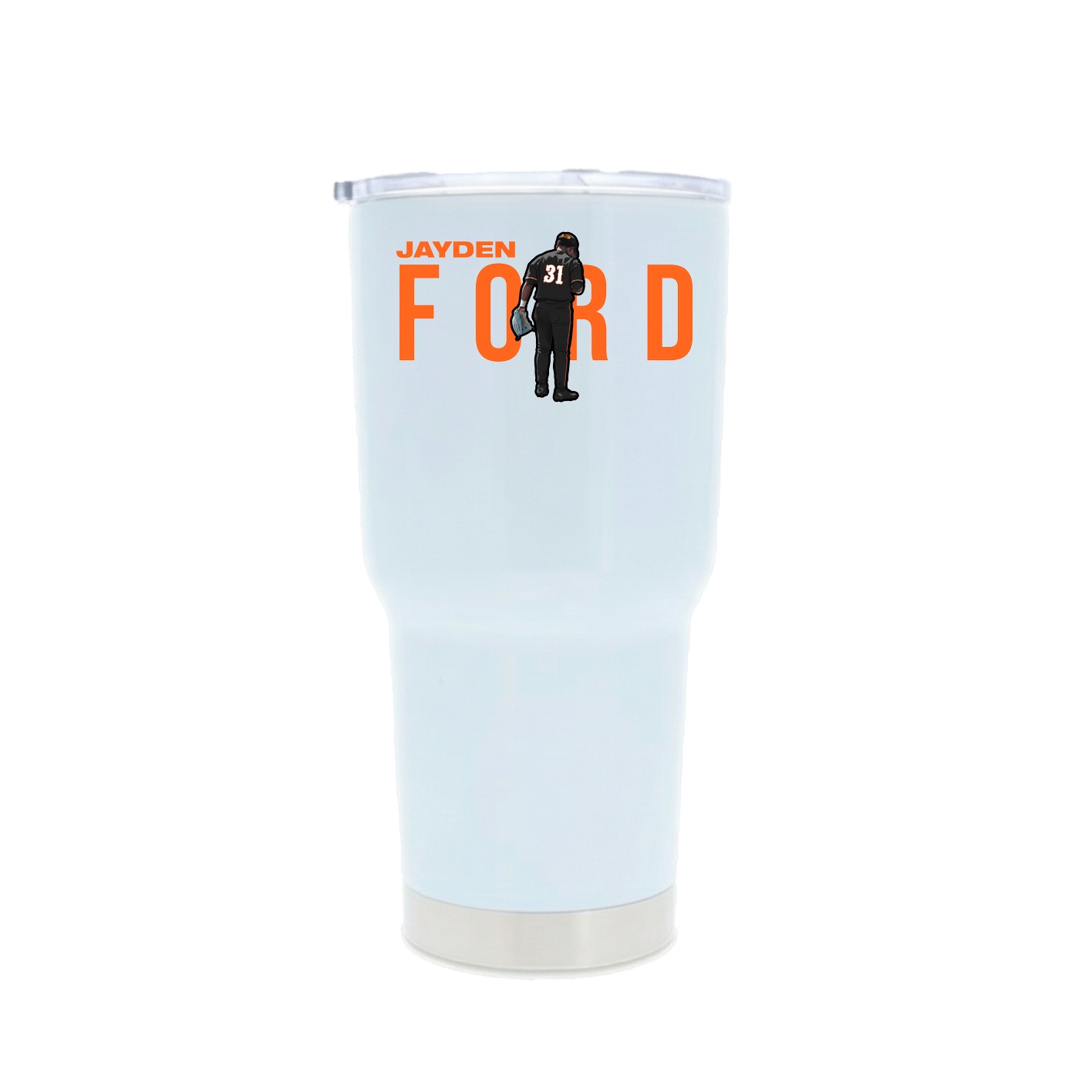 30oz Stainless Steel Tumbler — Player Name in White