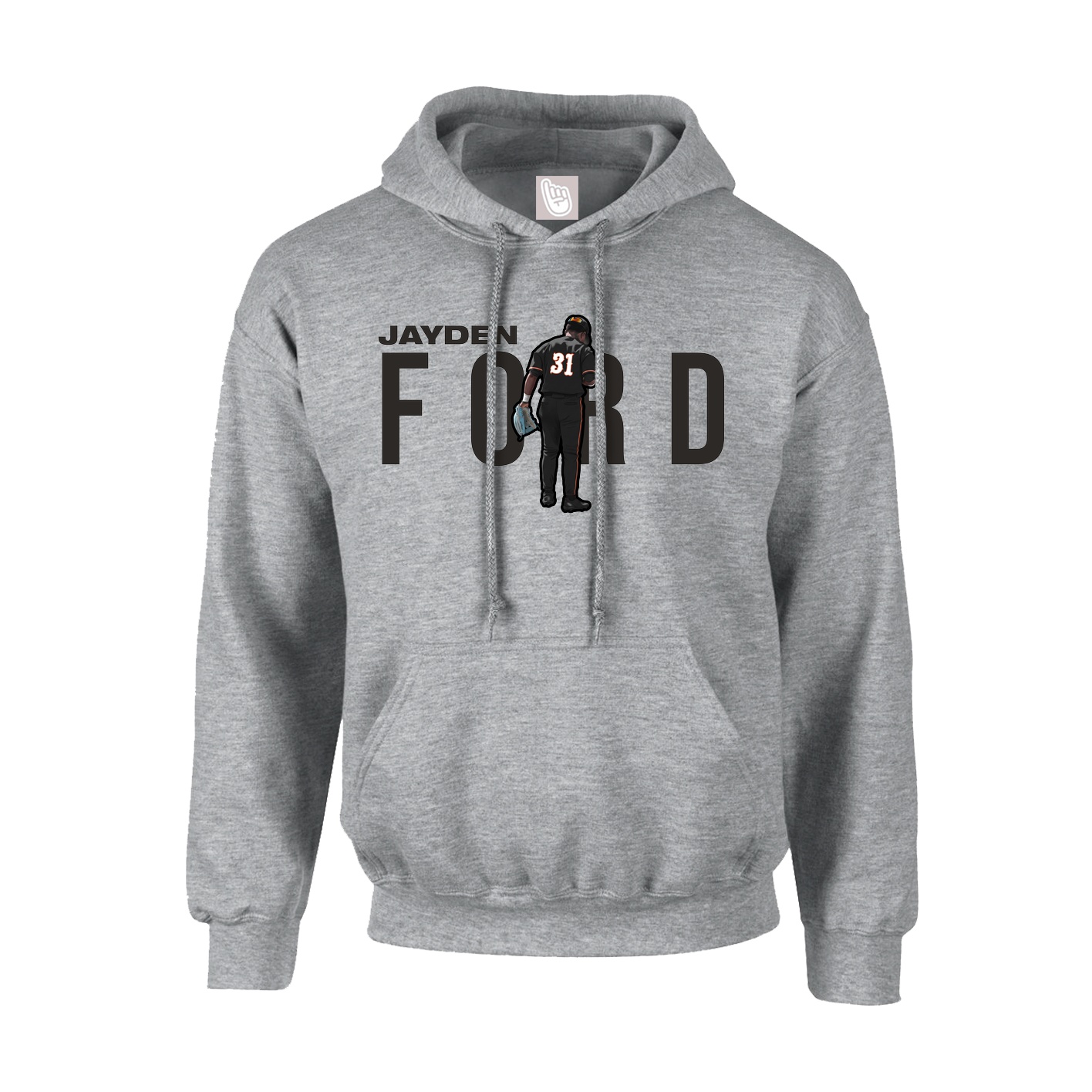 Youth Hoodie — Player Name in Grey