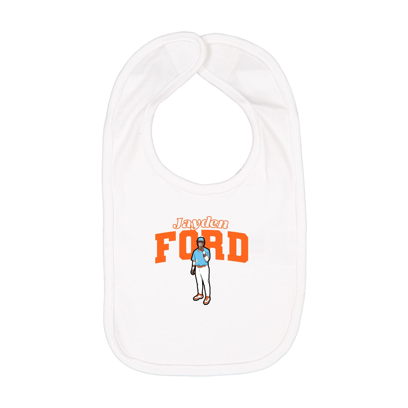 Infant Bib — Name Arch in White