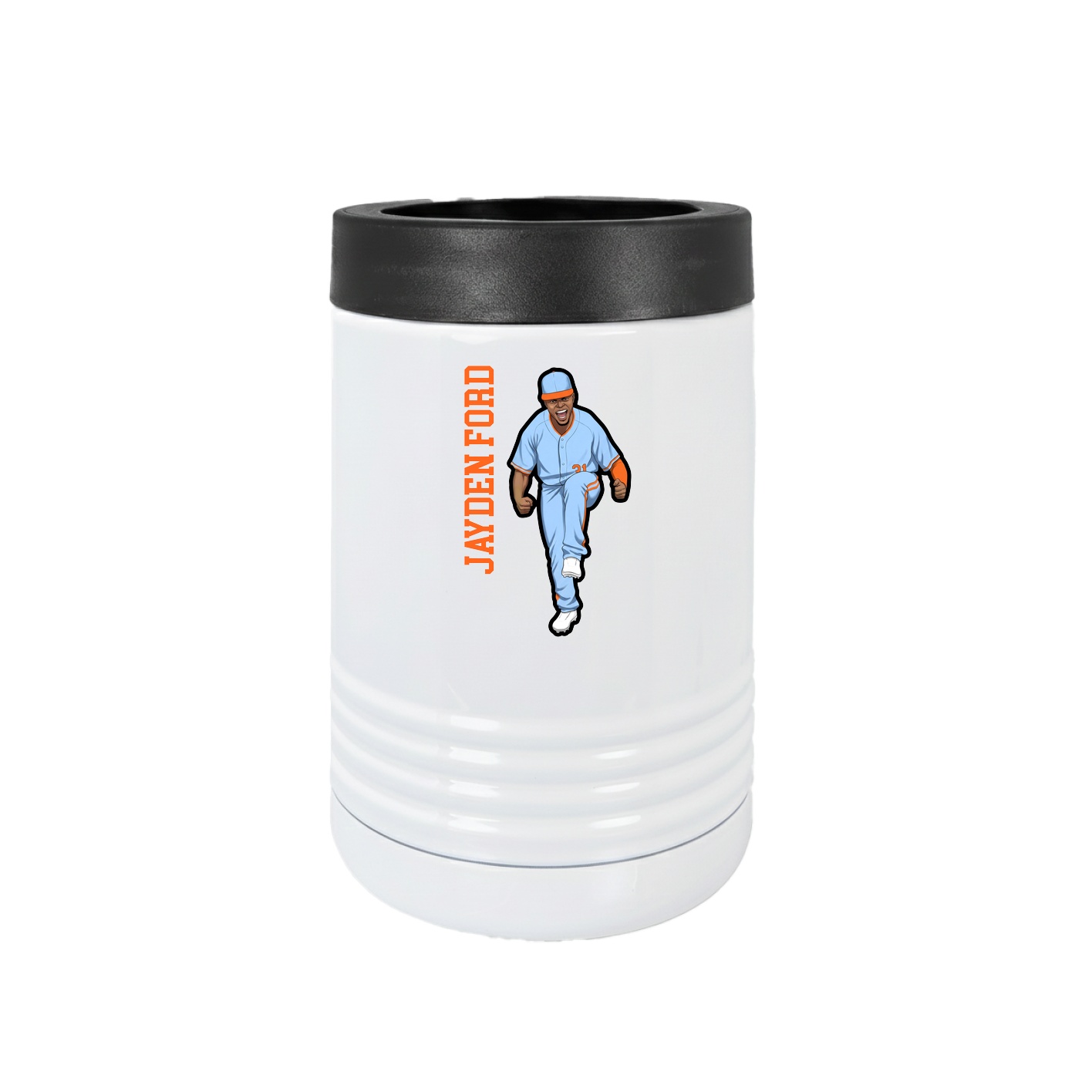 Beverage Holder — Name Vertical in White