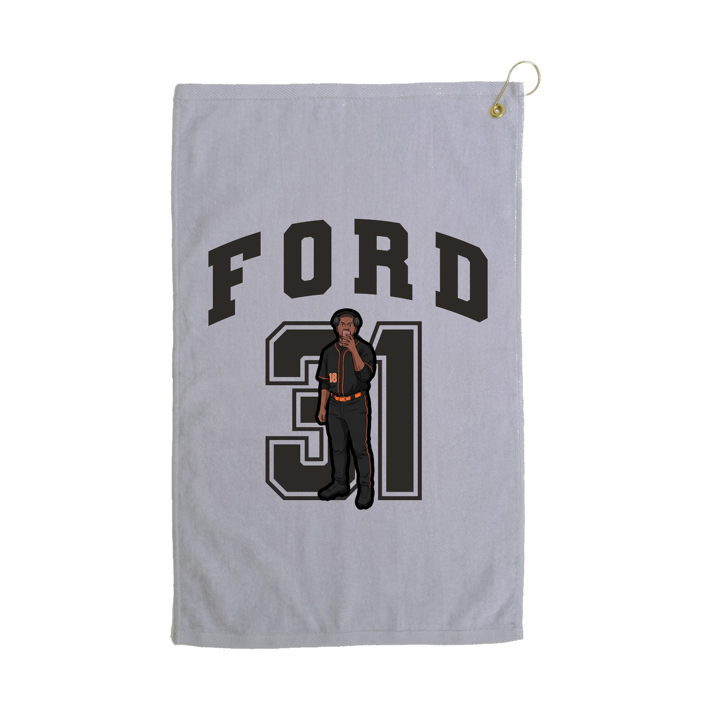 Golf Towel — Number in Grey