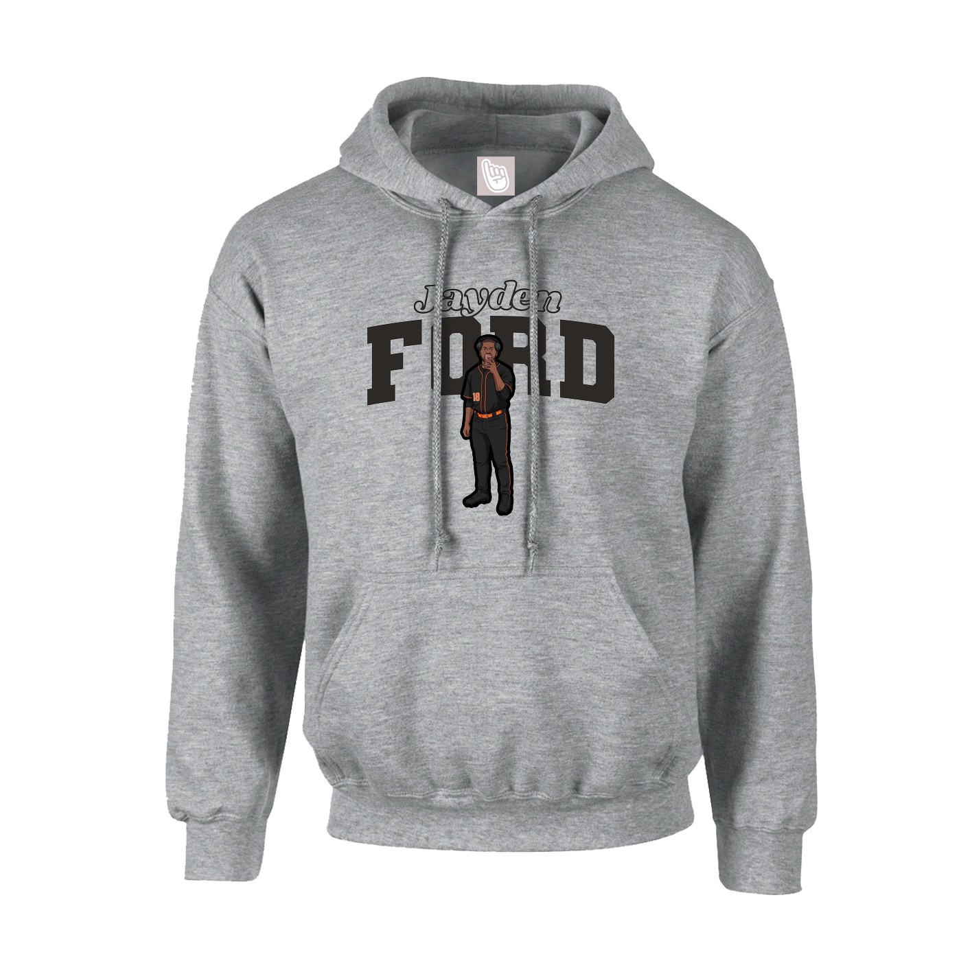 Hoodie — Name Arch in Grey