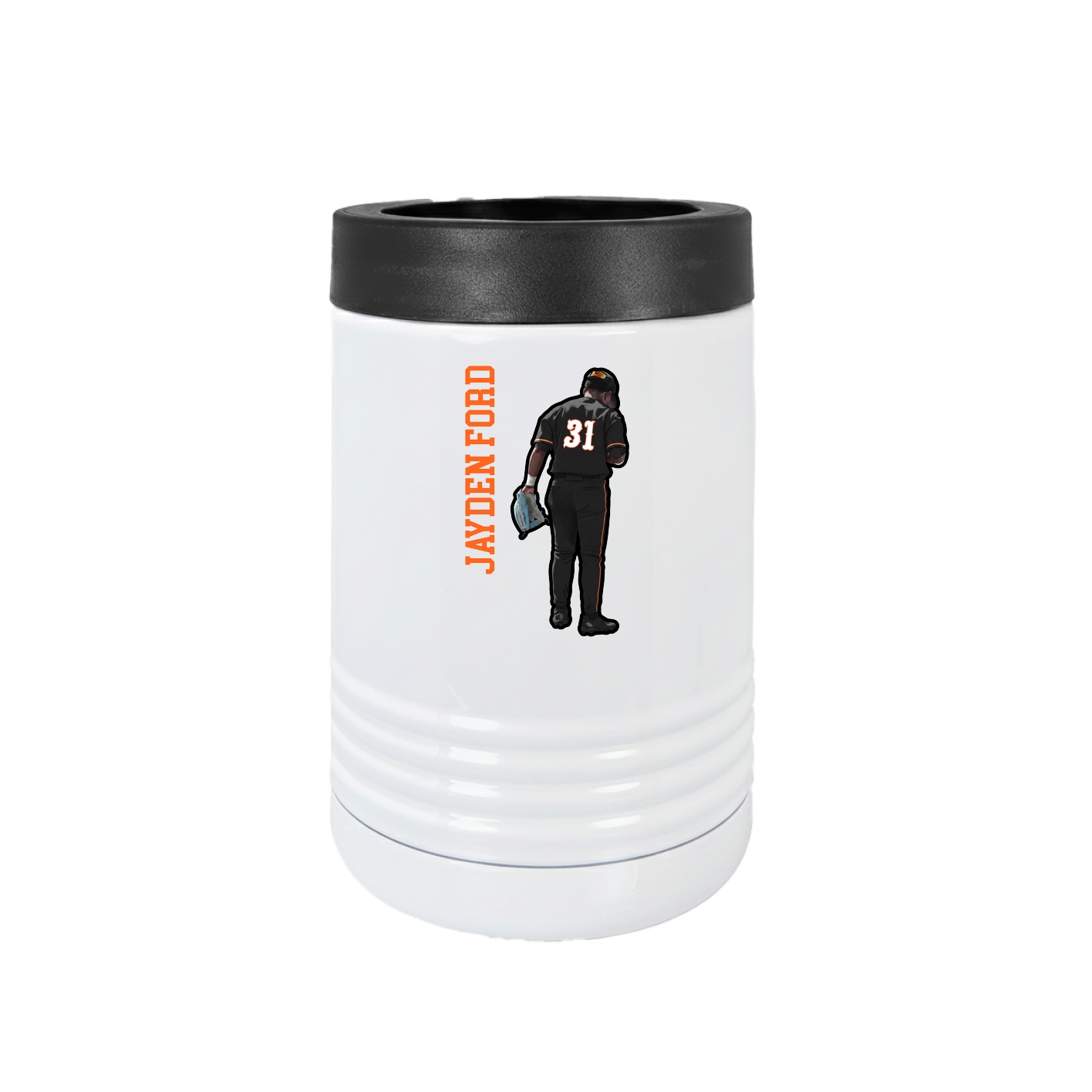 Beverage Holder — Name Vertical in White