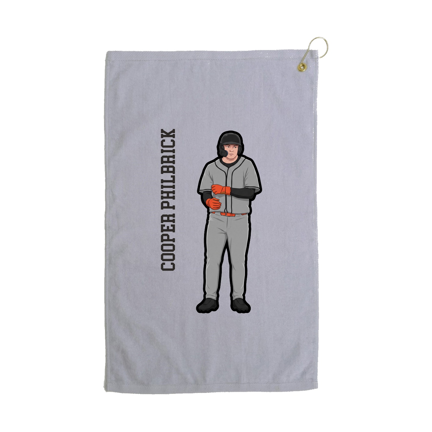 Golf Towel — Name Vertical in Grey