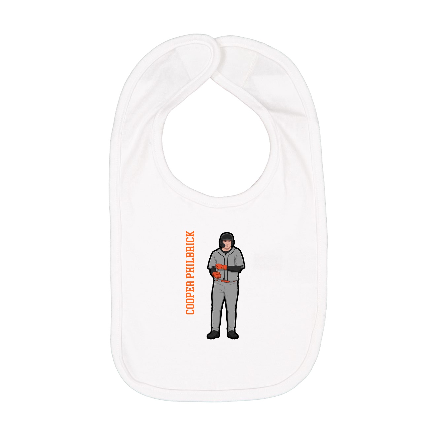 Infant Bib — Name Vertical in White
