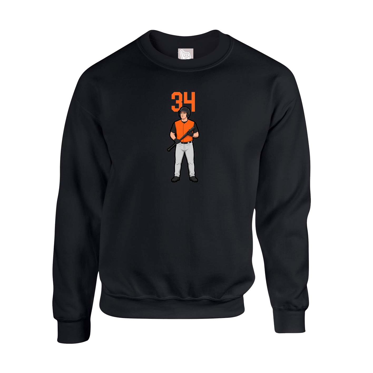 Fleece Crew — Number Top in Black