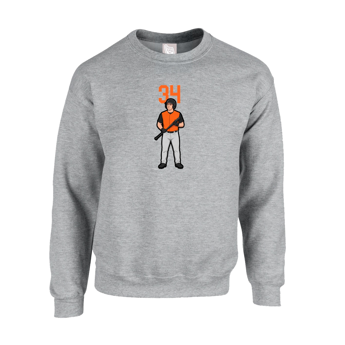 Fleece Crew — Number Top in Grey