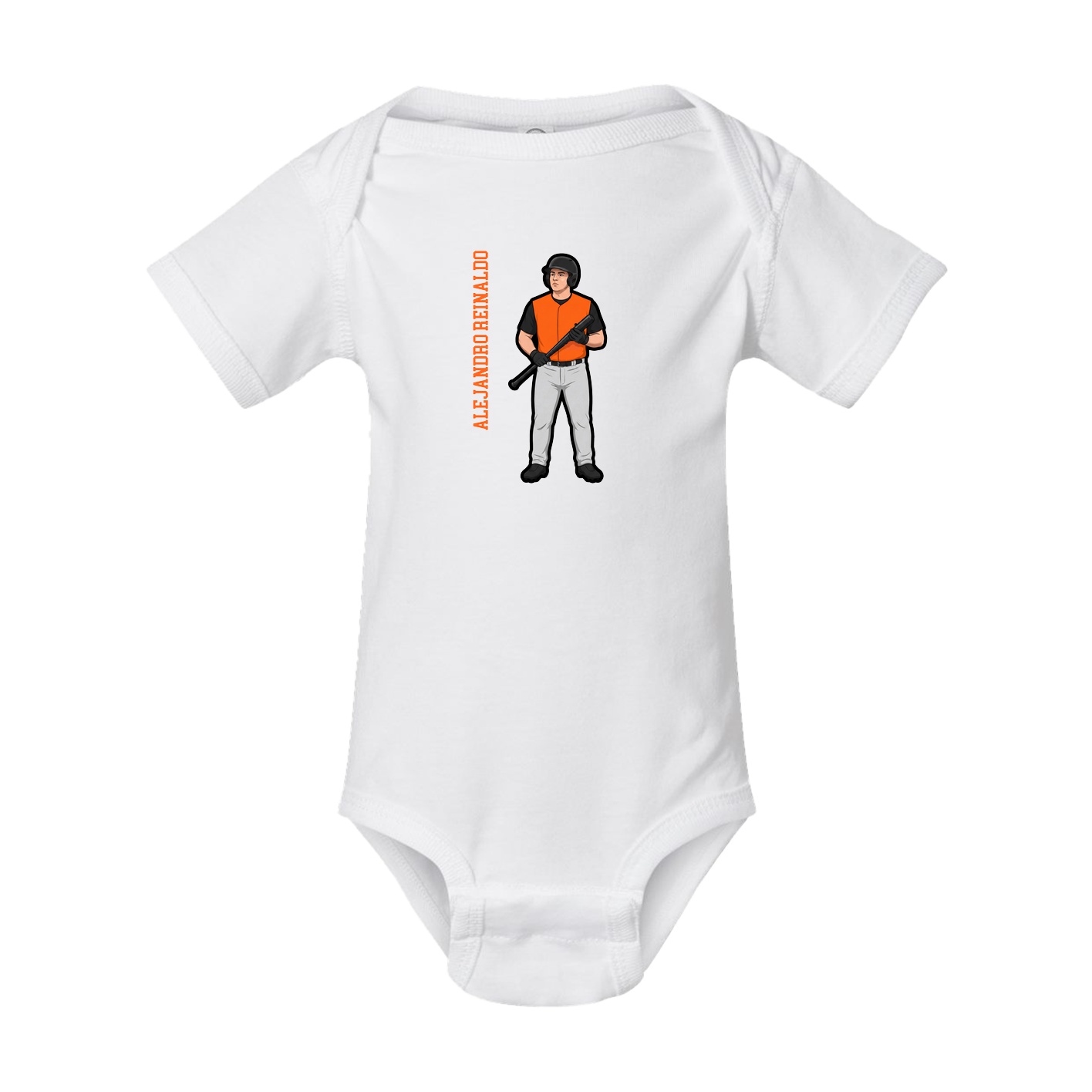 Baby Onesie — Name Vertical in White