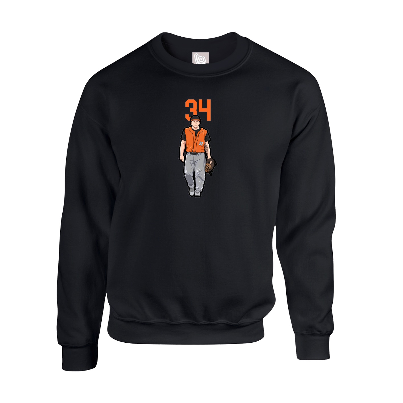 Fleece Crew — Number Top in Black