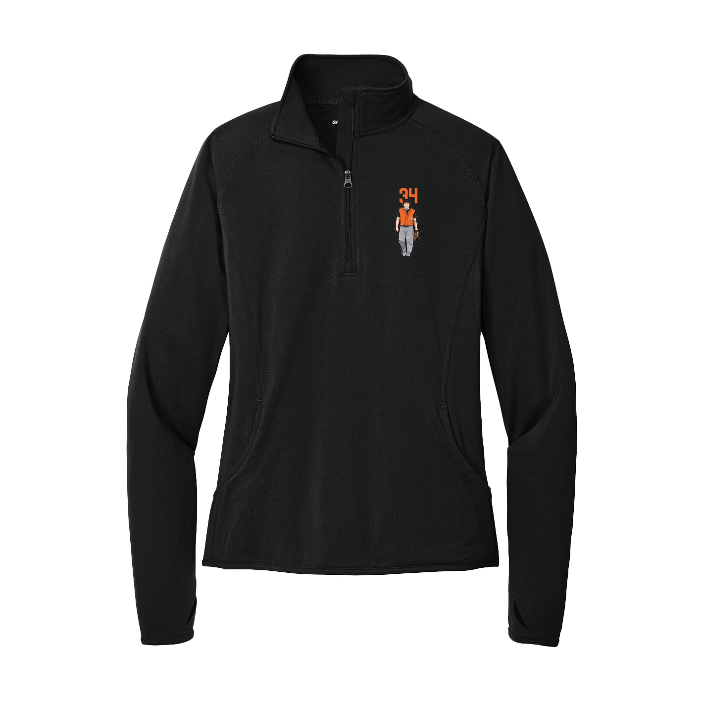 Women's Q-Zip Pullover — Number Top in Black