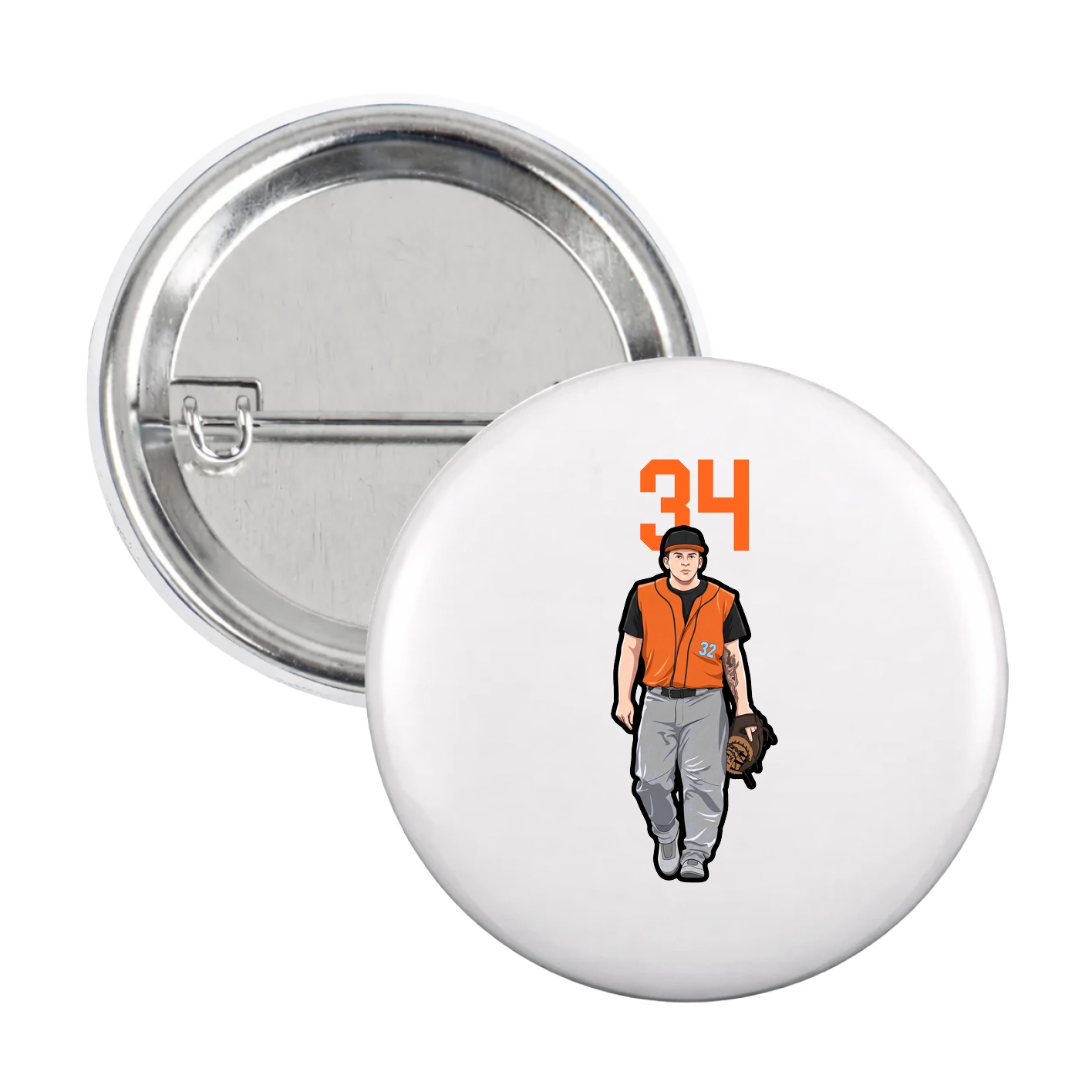Game Day Button — Number Top in White