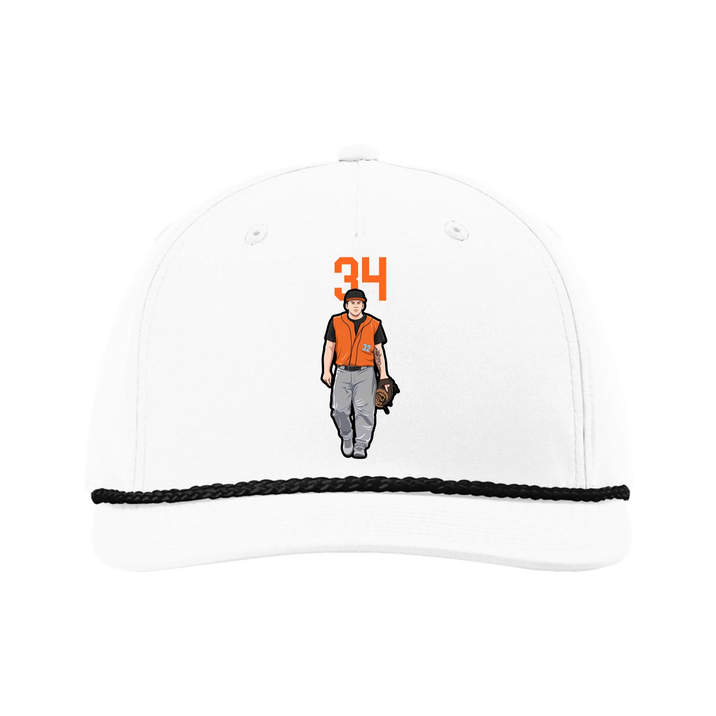 Five-Panel Classic Rope Cap — Number Top in White