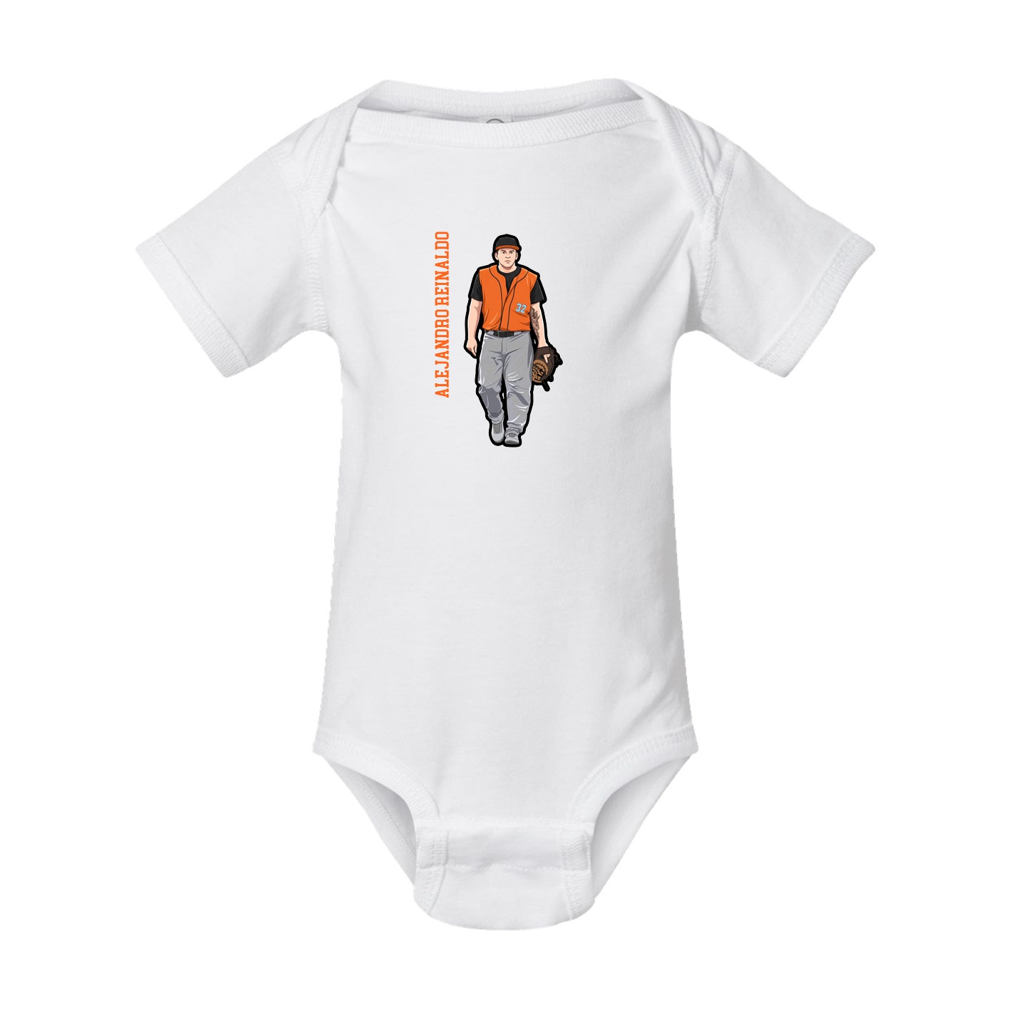 Baby Onesie — Name Vertical in White