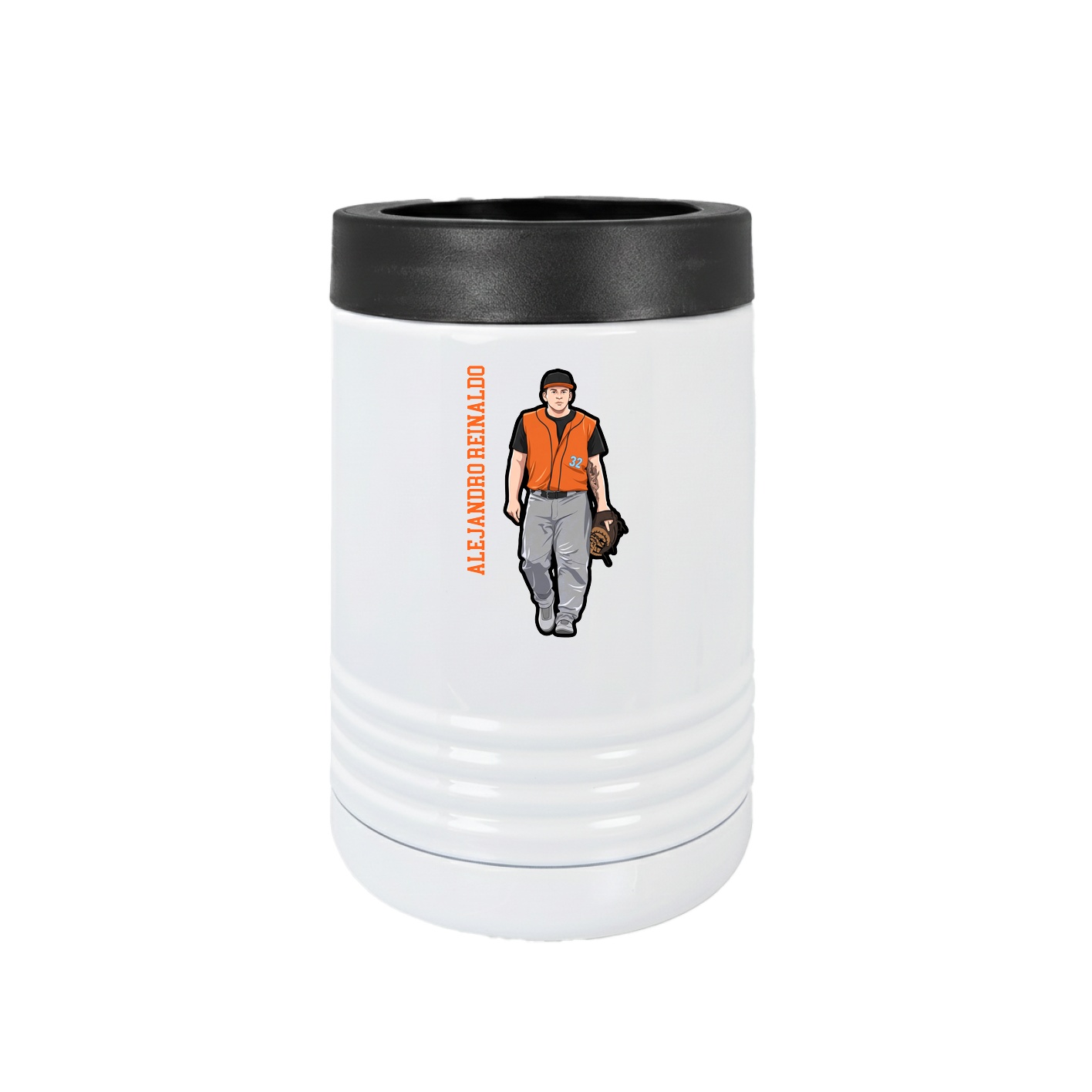 Beverage Holder — Name Vertical in White