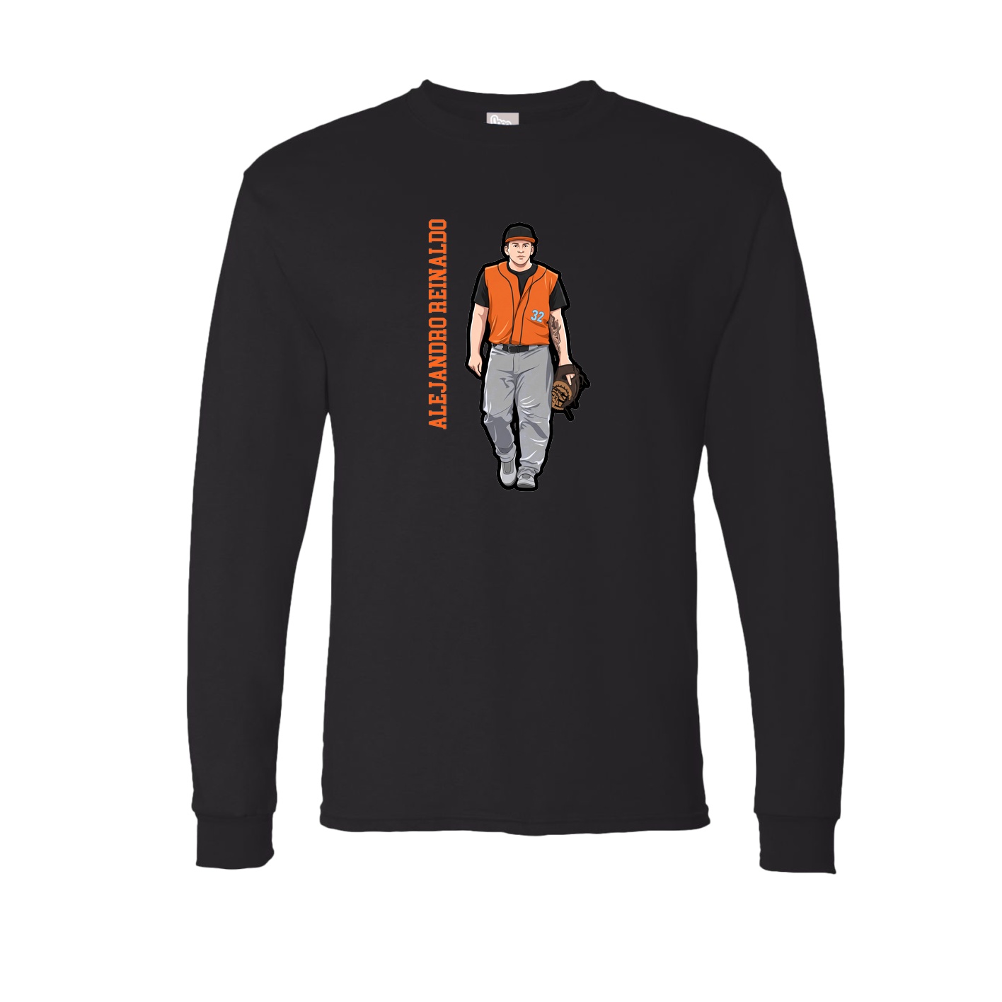 Long Sleeve Tee — Name Vertical in Black