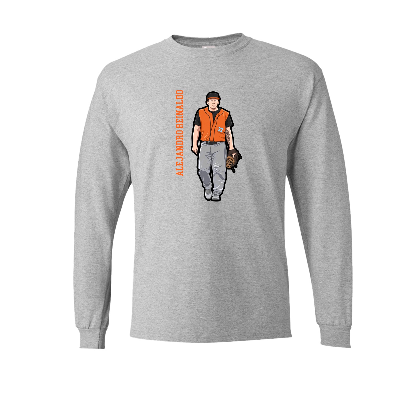 Long Sleeve Tee — Name Vertical in Grey