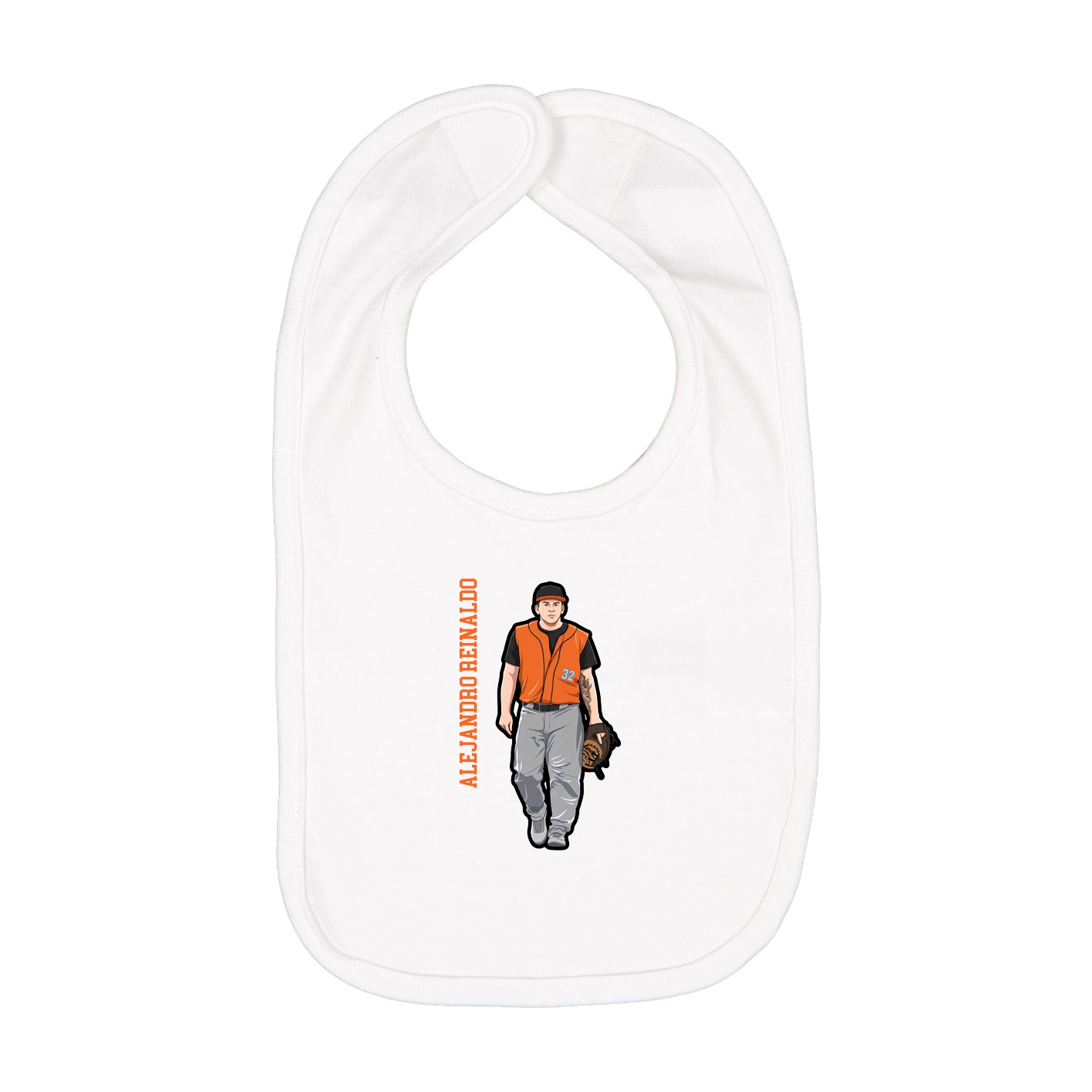 Infant Bib — Name Vertical in White