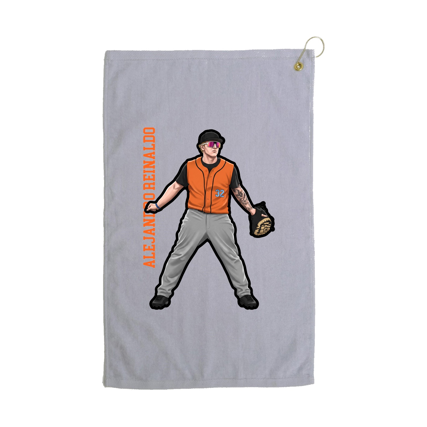 Golf Towel — Name Vertical in Grey