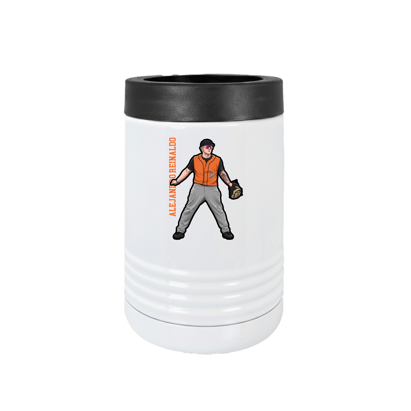 Beverage Holder — Name Vertical in White