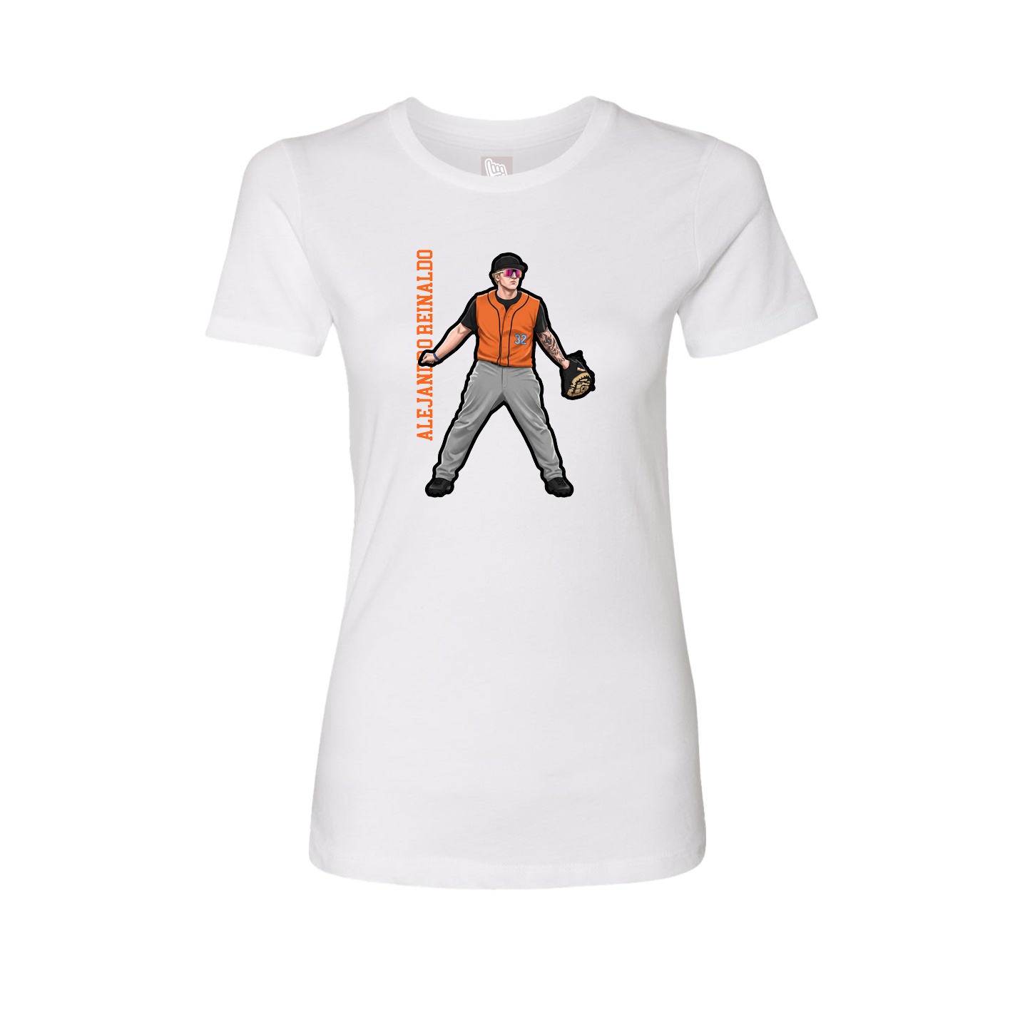 Womens Tee — Name Vertical in White