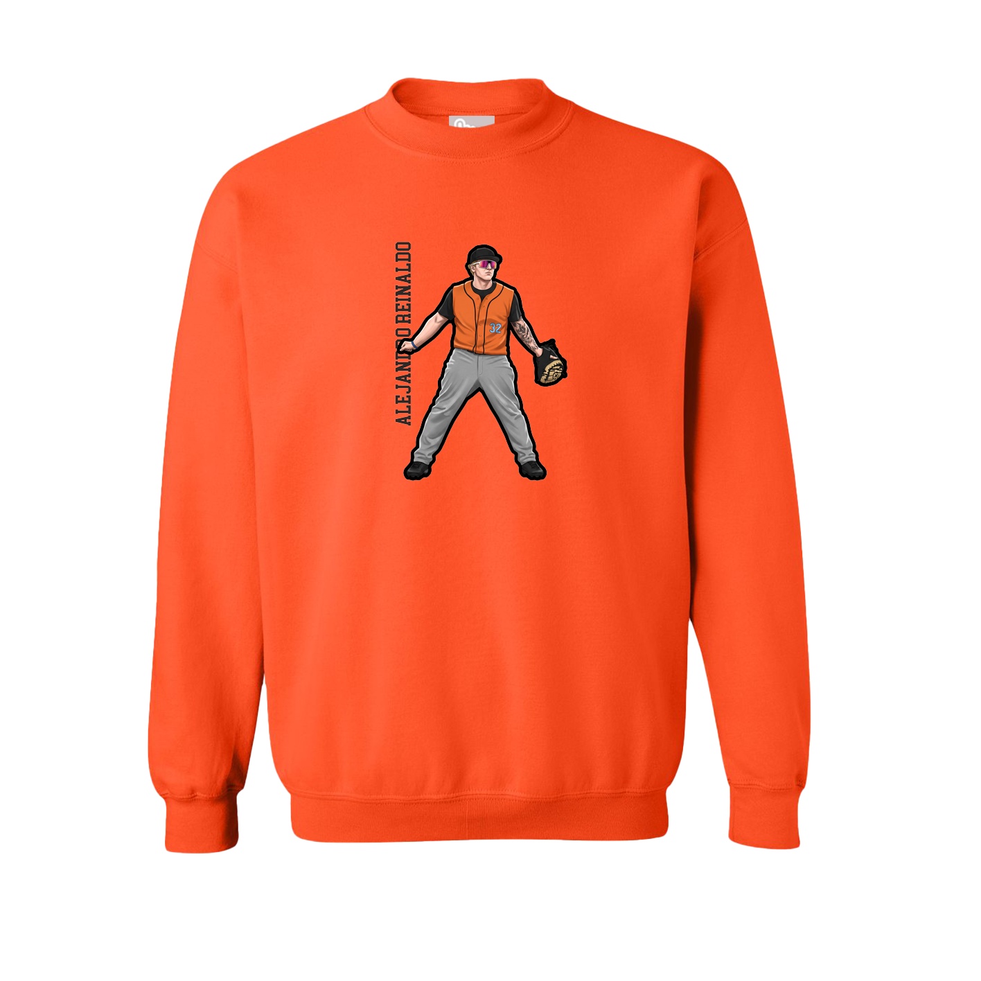 Fleece Crew — Name Vertical in Orange