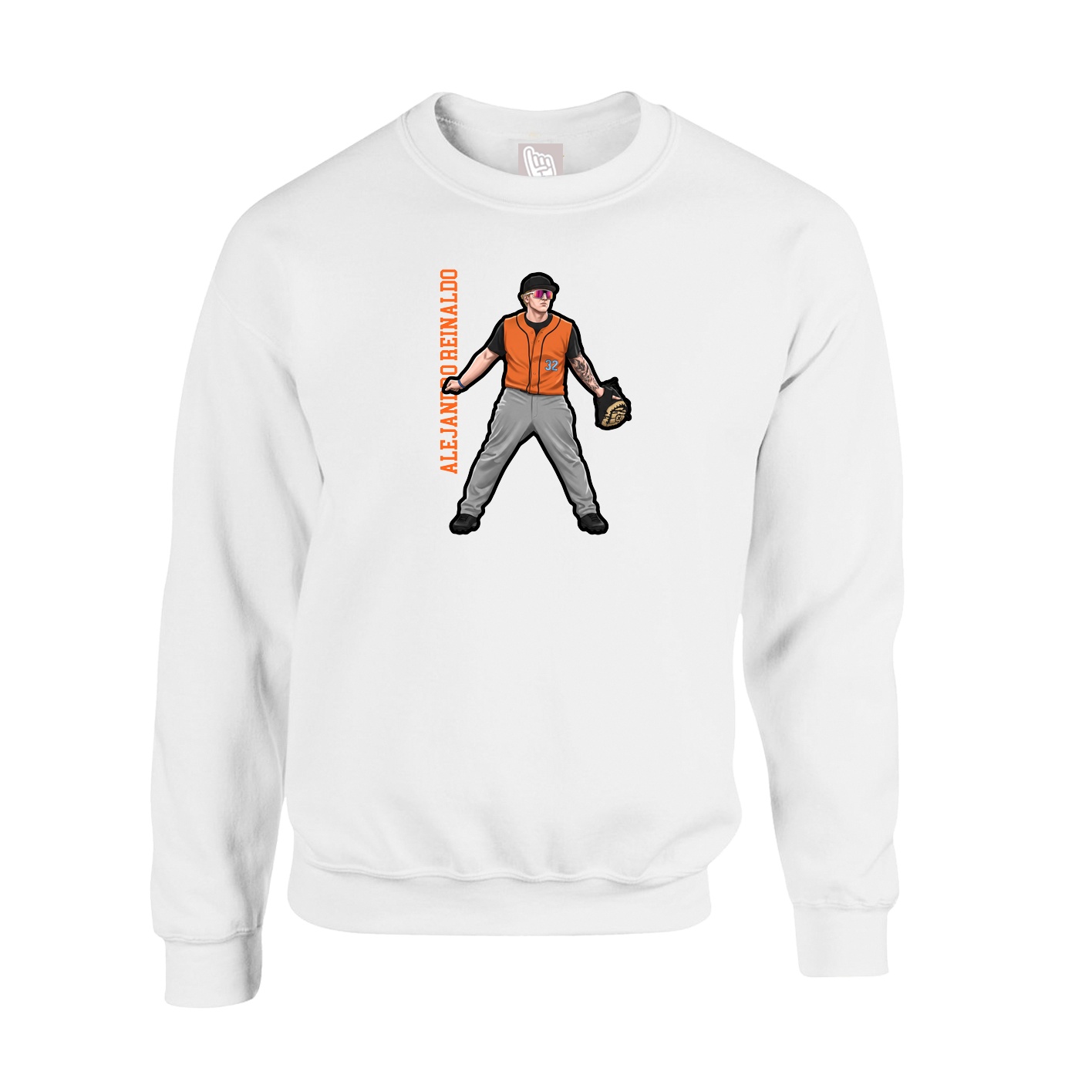 Fleece Crew — Name Vertical in White