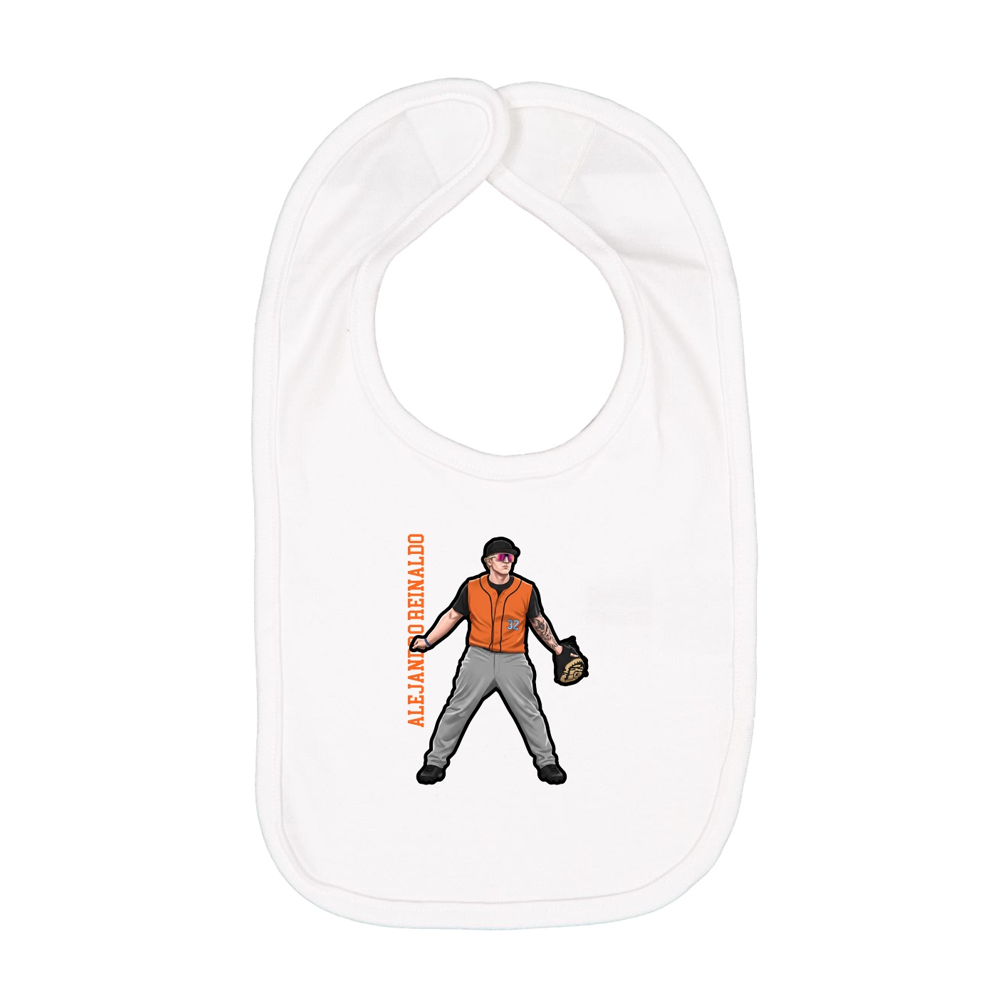 Infant Bib — Name Vertical in White