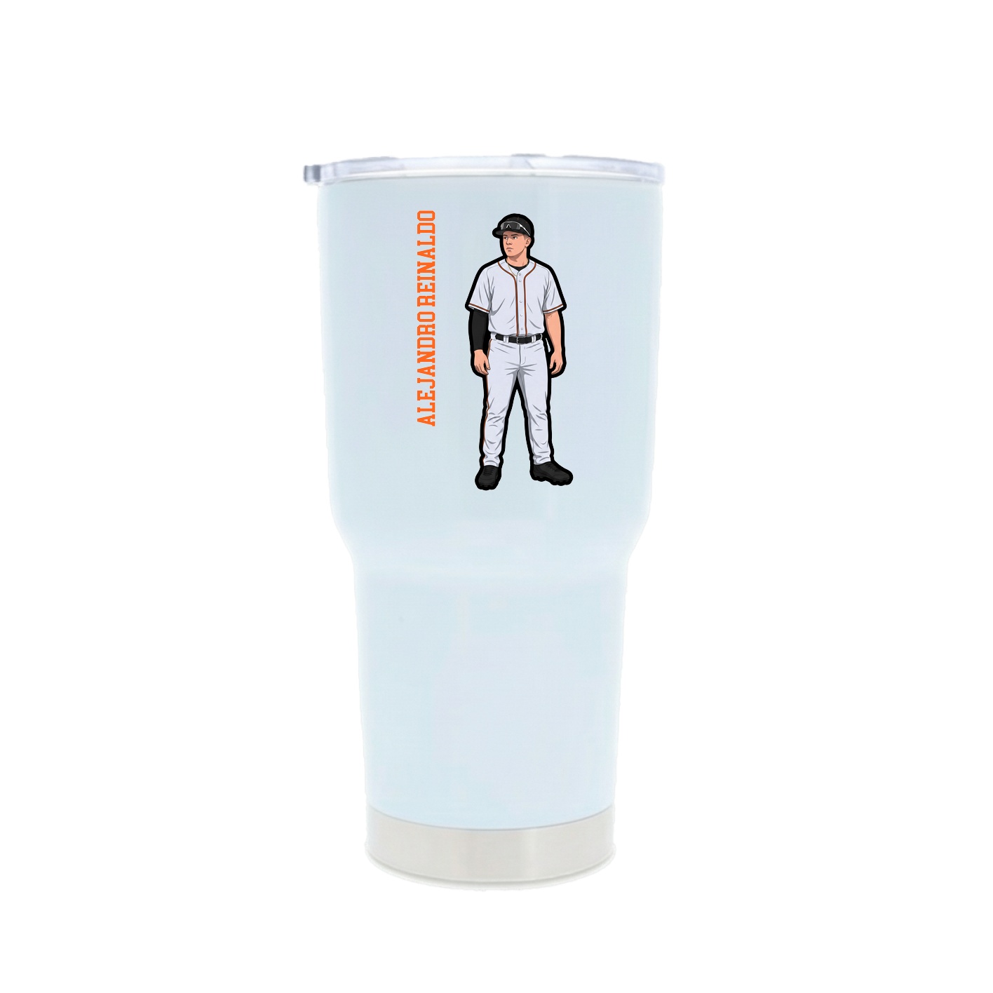 30oz Stainless Steel Tumbler — Name Vertical in White