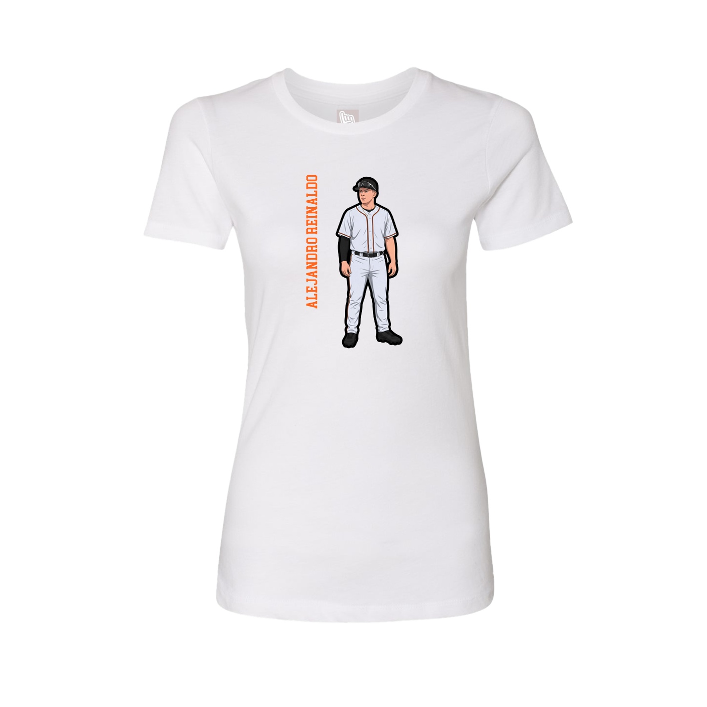 Fitted Women's Tee — Name Vertical in White