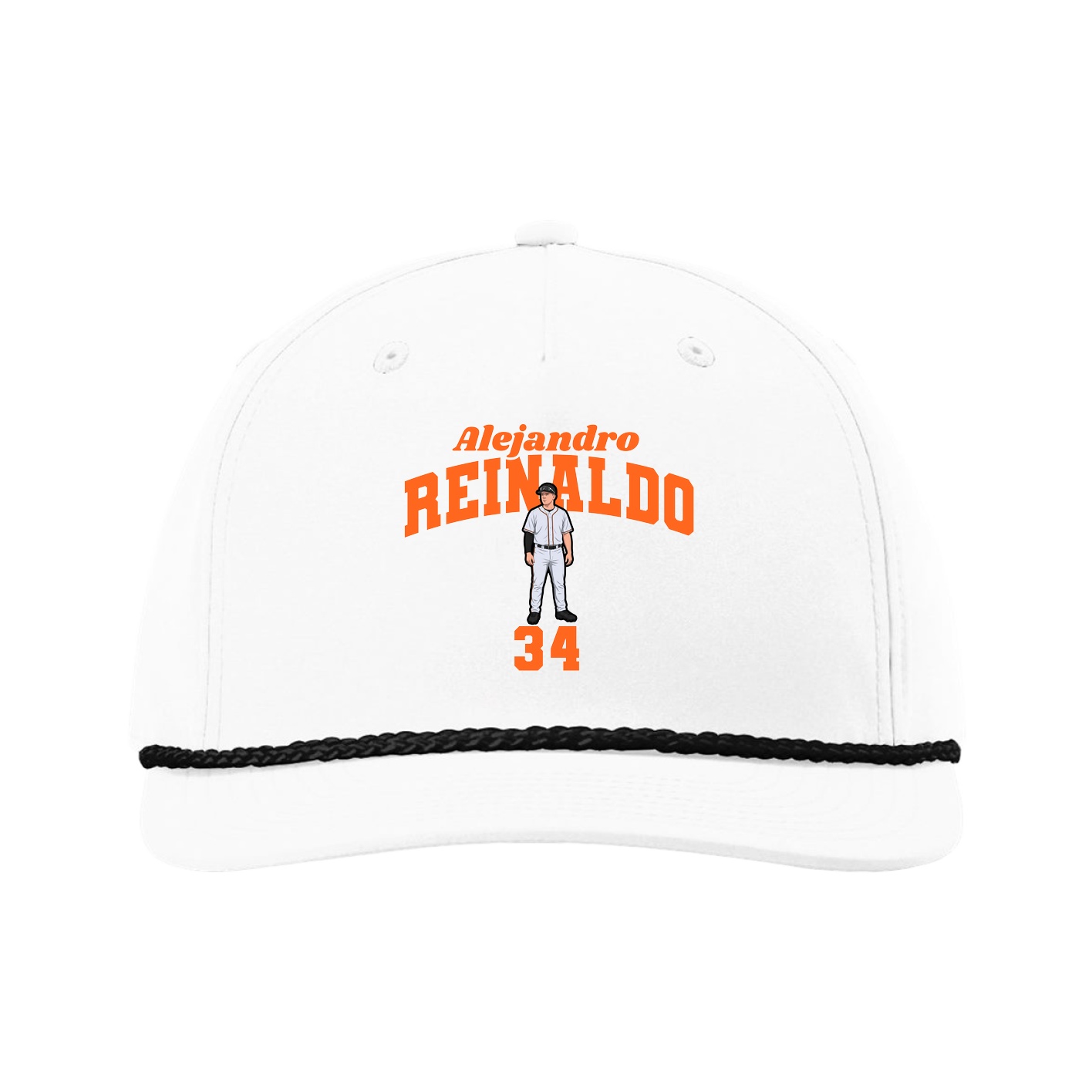 Five-Panel Classic Rope Cap — Signature Arch in White